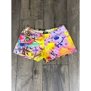 Funky Diva Just Dance Graphic Booty Shorts Multicolor Small Y2K Rave Festival
